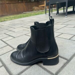 Zara Black Ankle Boots with Gold Accent